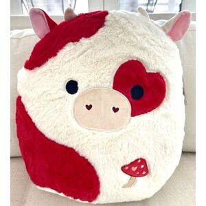 Squishmallows Claudio the Cow 16" Valentine Fuzzamallows NWT